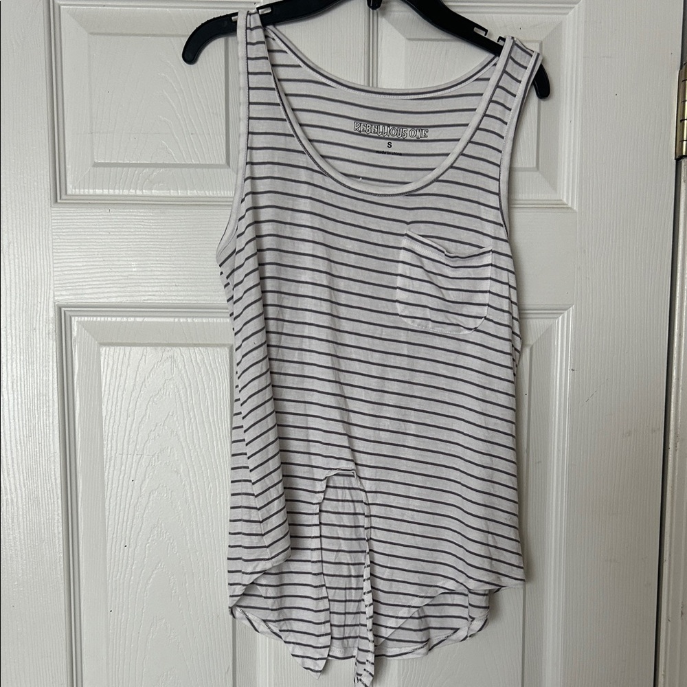 Mossimo Supply Co. Black and White Striped Tank Top